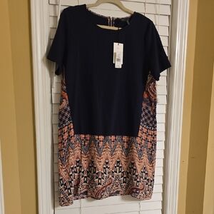 THML Navy and Orange Mini Dress
